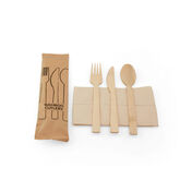 Bestekset hout mes vork lepel met servet FSC  232x176