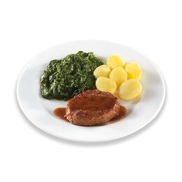 Rundergehaktbal jus spinazie à la crème aardappel  261x261