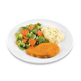 Vega schnitzel paneer groentemix aardappelpart  261x261